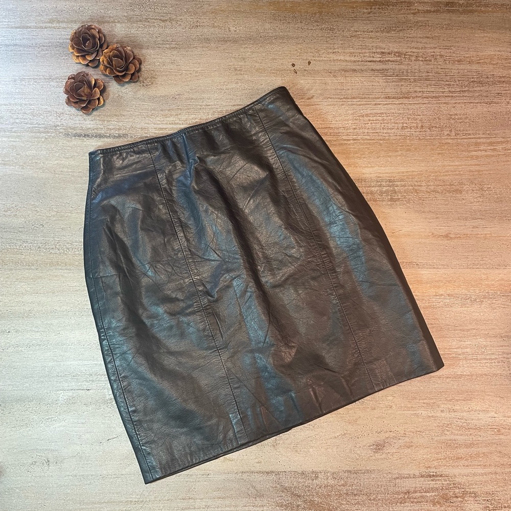 Vintage Byrnes and Baker Leather Black Skirt